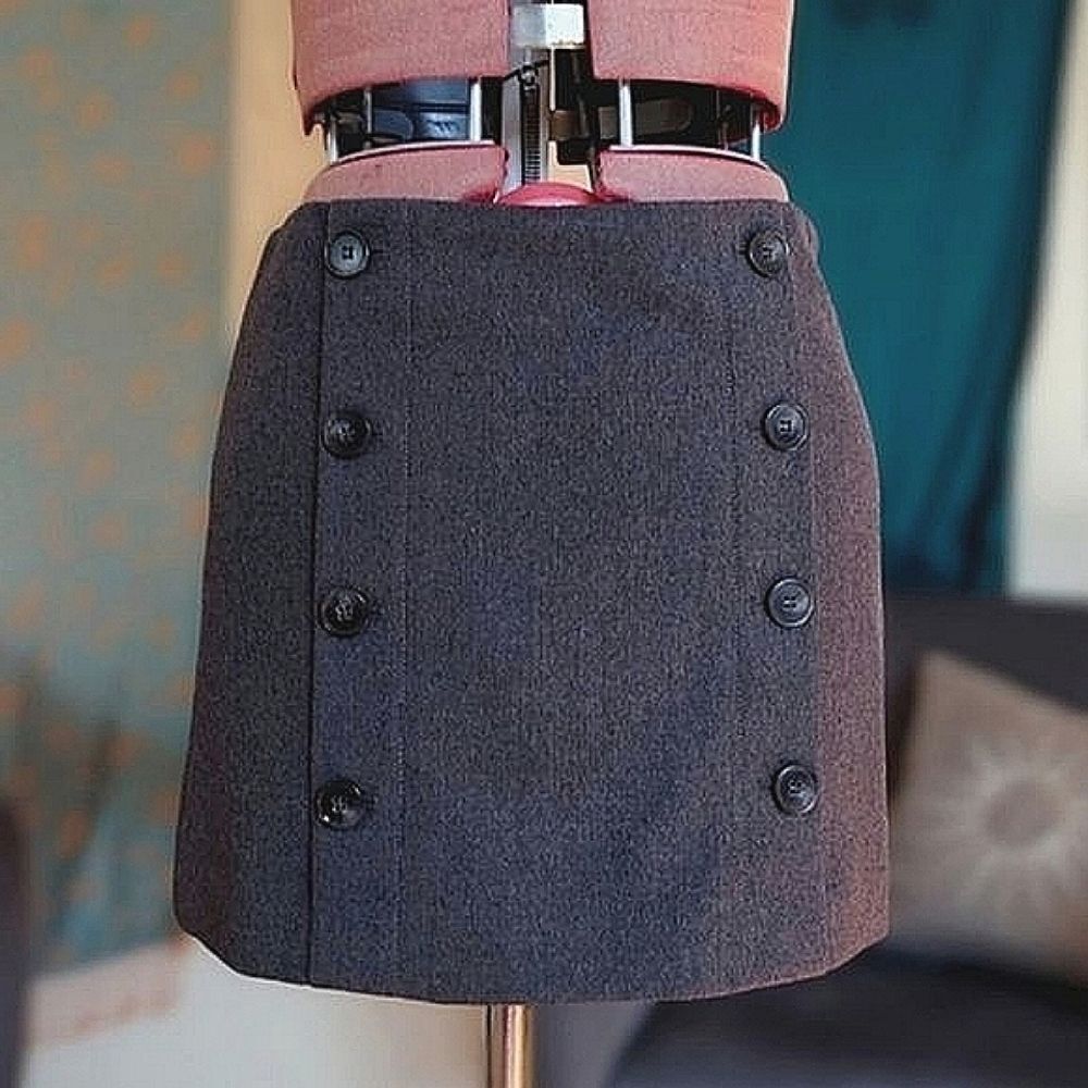Theory double placket button front wool mini skirt Size 6